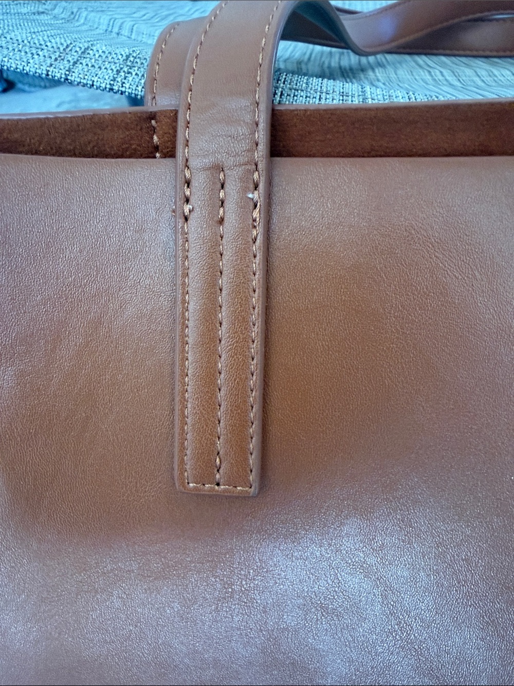 GAP Leather Tote in Warm Cognac Brown - Picture 10 of 11